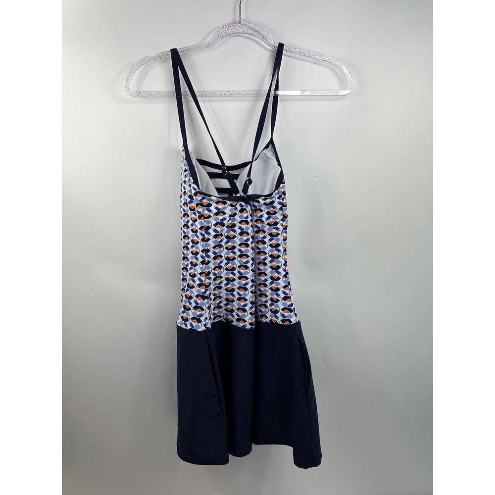 Nautica Swimsuit Dress One-Piece Women's Size M Blue Bottom Multi Top False Lace - Picture 2 of 6